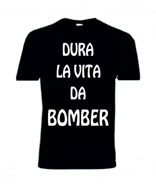 T-shirt manica corta nera bianca uomo scritta DURA LA VITA DA BOMBER