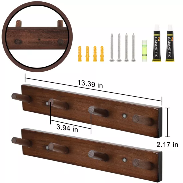 2 Pack Wall Mounted Coat Rack 4-Pegs Entryway Hat Rack for Entryway Hat Clothes