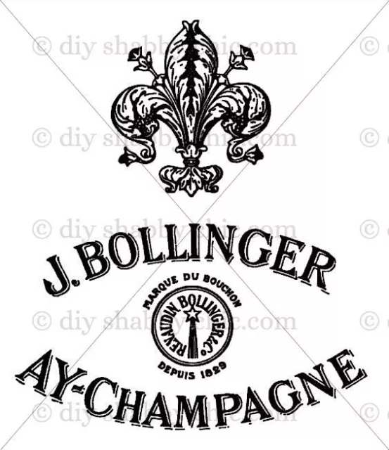 Waterslide Decal Image Transfer Vintage Antique French Champagne Typography Sign