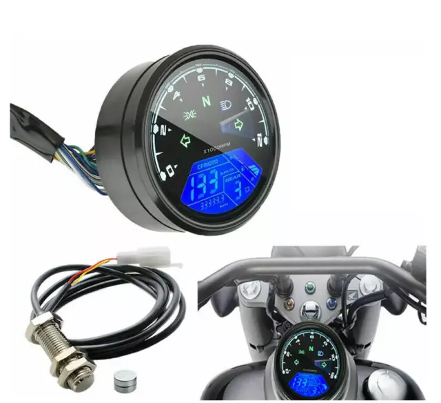 LCD Digital Universal Motorcycle Odometer Speedometer Tachometer 12000RPM Gauge