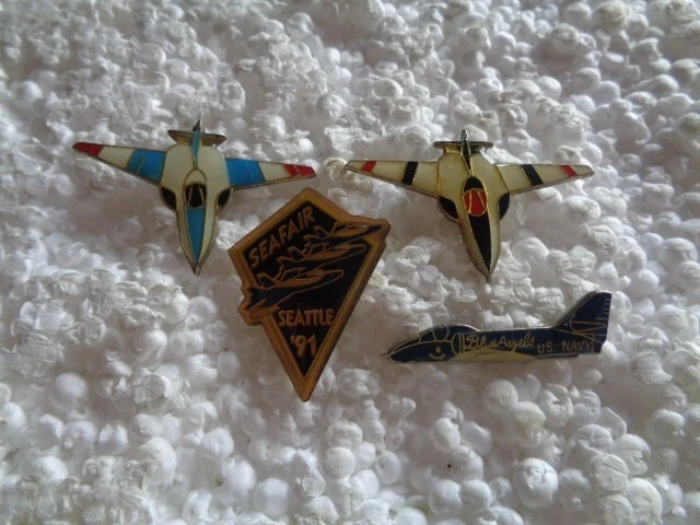Job lot of 4 Fighter plane shaped metal lapel pins