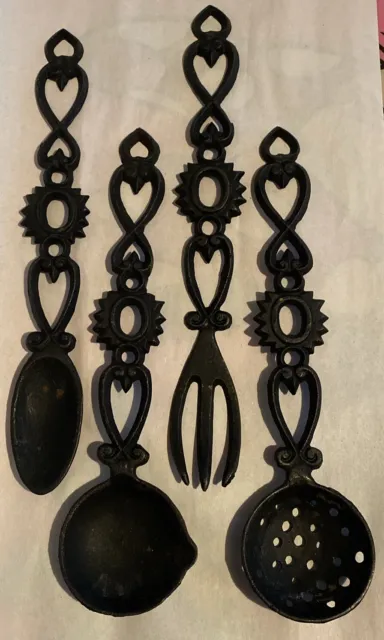 Cast Iron Fork, Spoon and Ladle Wall Decor Set of 4