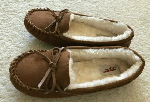 ARIZONA Melissa Women Jr. Moccasin Flats Shoes, Sequin & Bow Emb TAN Size 5 $30