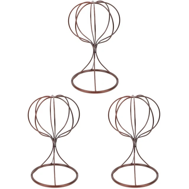 3x Wig Head Stand Hat Display Stand Vintage Wire Hat Stand