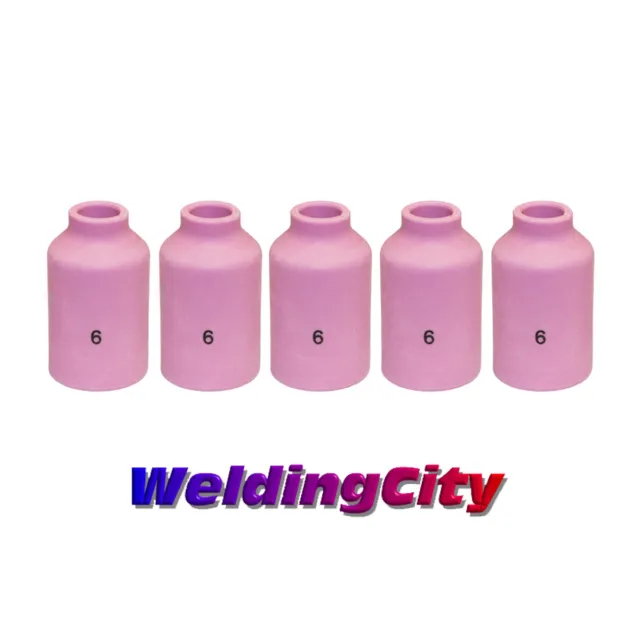 WeldingCity® 5-pk Gas Lens Ceramic Cup 54N16 #6 TIG Welding Torch 17/18/26 | USA
