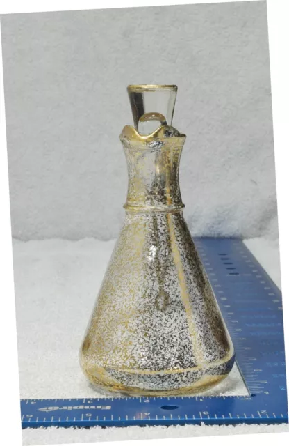 Vintage Hazel Atlas Gold Speckled Oil or Vinegar Glass Bottles Cruet