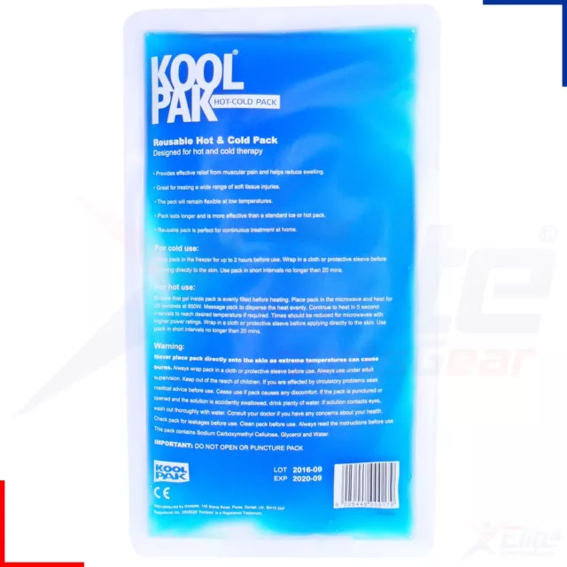 Koolpak Reusable Hot Cold Ice Gel Pack First Aid Sports Heat Pad 28cm x 16cm
