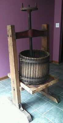 Antique Large Hand Crank Vintage Iron & Wood Cider, Wine Press #4Machine