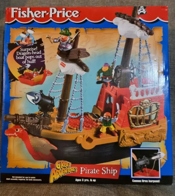 NIB - Vintage Fisher Price Great Adventure Pirate Ship #77401 1997 - Rare