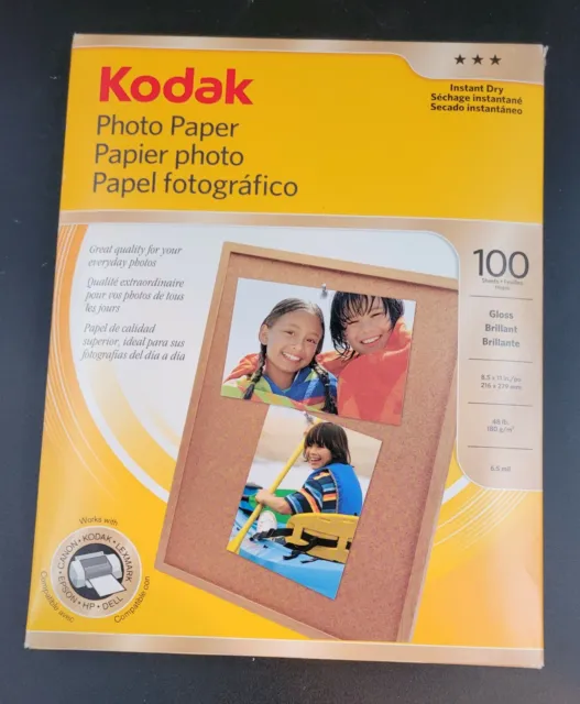 Kodak Inkjet Glossy Photo Paper 8.5" x 11" Sheets Instant Dry Open Box