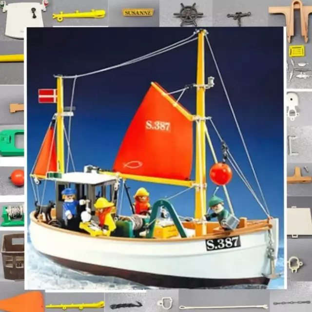 Playmobil partes sueltas piezas barco de pesca pesquero Susanne Suzanne 3551