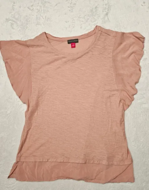 Vince Camuto Womens Dusty Rose Pink Small Flutter Sleeve Shirt Blouse Top