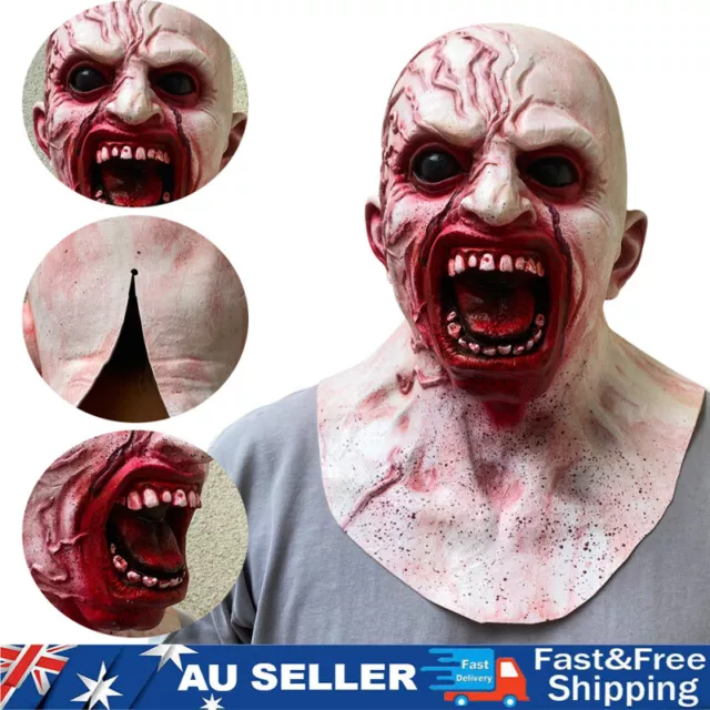 Zombie Mask Latex Halloween Cosplay Party Realistic Face Masks Headgear Scary AU