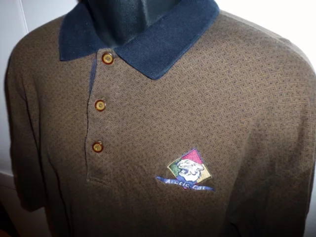 VINTAGE 80s 90s Arctic Cat Polo Shirt Brown Genuine Arcticwear Mens Sz XL Cotton