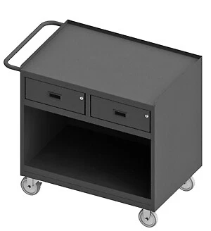 Durham 3117-95, 2 Drawer Steel Top Mobile Bench Cabinet, 36" x 24" x 37"