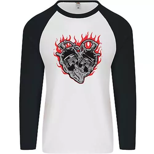 Motard Coeur Moto Mens L/S Baseball T-Shirt