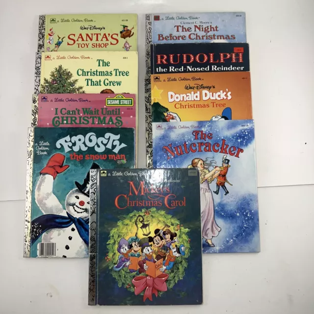 Lot of 9 Little Golden Christmas Books Mostly 1980s Rudolph Frosty Mickey + More