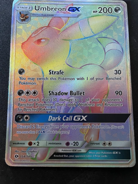 Umbreon GX Rainbow Rare Full Art Pokemon Card, Sun & Moon, 154/149