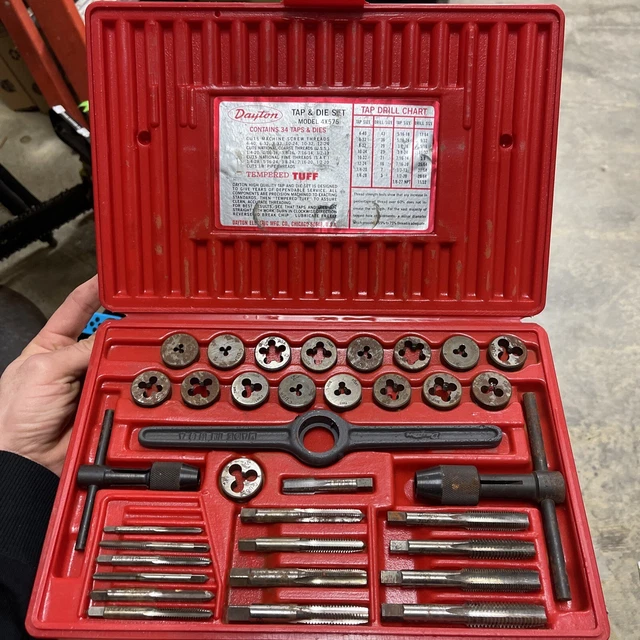 DAYTON 37PC. MECHANICS Tap & Die Set Model 4X575 *missing 2 Taps* 60.