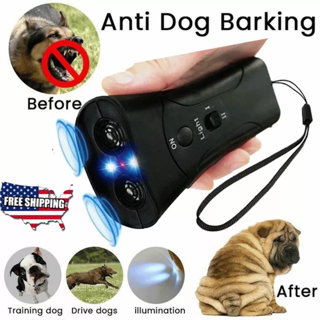 Ultrasonic Anti Dog Barking Repeller Trainer LED Light Gentle Chaser Sonics Stop