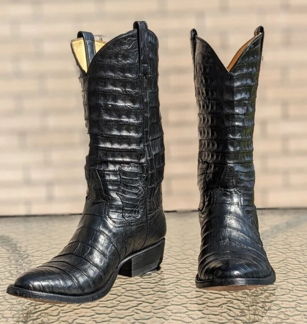 MORAN'S LEATHER! HANDMADE Full Alligator Crocodile Black Cowboy Mens