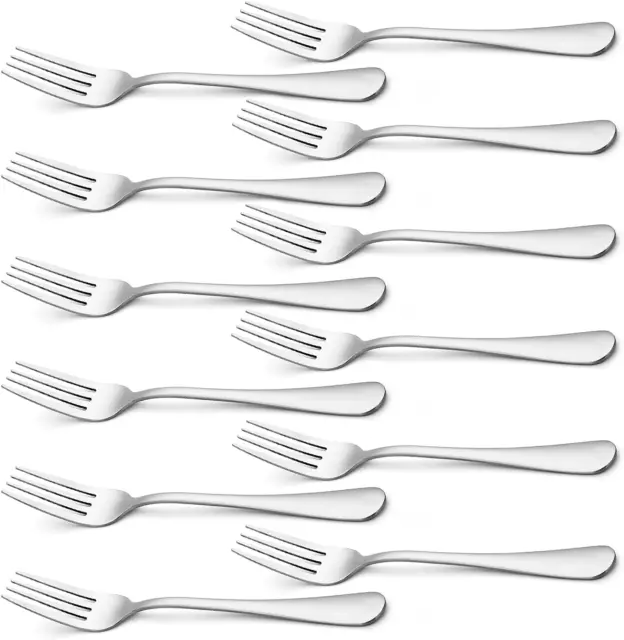 Heavy Duty Dinner Forks 18/0 Stainless Steel Salad Table Fork Set of 12 Flatware