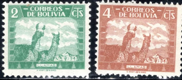 Bolivia Stamp Scott #251-252, 1c & 2c, Llamas, MNH, SCV$3.00