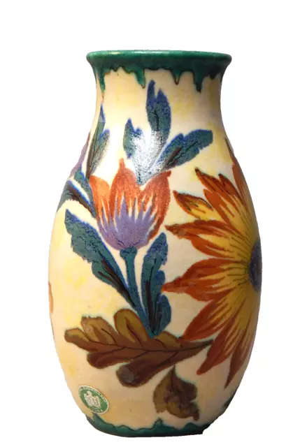 Vintage Gouda Art Pottery Vase, Metz Royal Zuid Holland Sgd. 7" MINT! 3