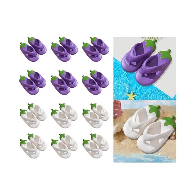 Tongs de plage en forme d'aubergine Pantoufles  Sandales de piscine Semelles