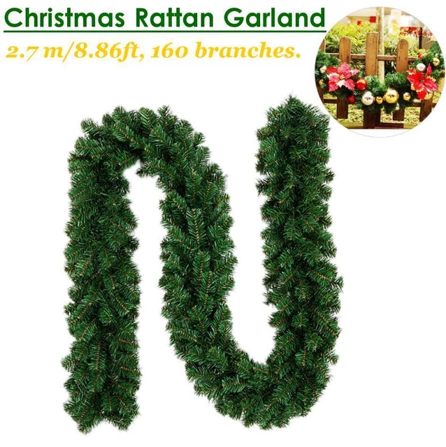 2.7M Christmas Decorations Ornaments Xmas Tree Garland Rattan Home Wall Pine