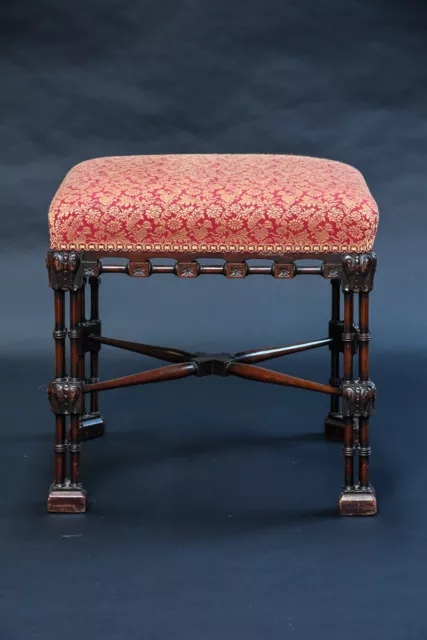 An Exceptional Upholstered Antique Chinese Chippendale Stool 3
