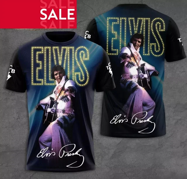 T-shirt Elvis Presley King Of Rock 'n' Roll - Foto Jailhouse In Cotone Bianco - B&amp;C Collection
