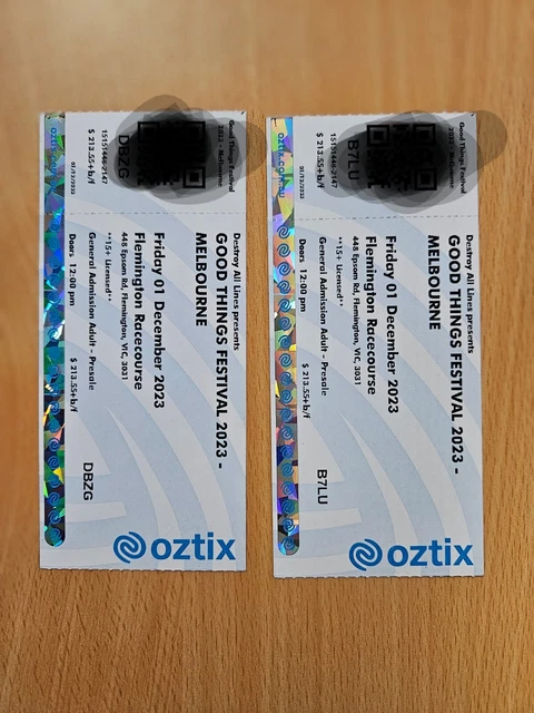2x Genuine Adult Good Things Festival 1st Dec 2023 Melbourne Concert Tickets