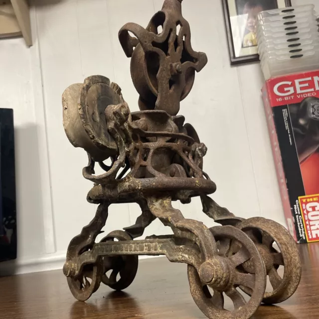 FE Myers & Bro. #218 Antique Cast Iron Hay Trolley Pulley Unloader Ashland Ohio