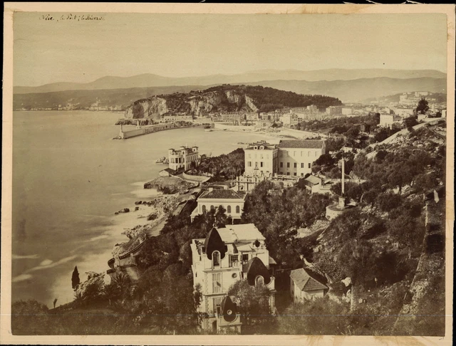 Tirage Albuminé Vintage – Vue De Nice Depuis Le Mont Boron – Circa 1880 – Format 16x29 Cm