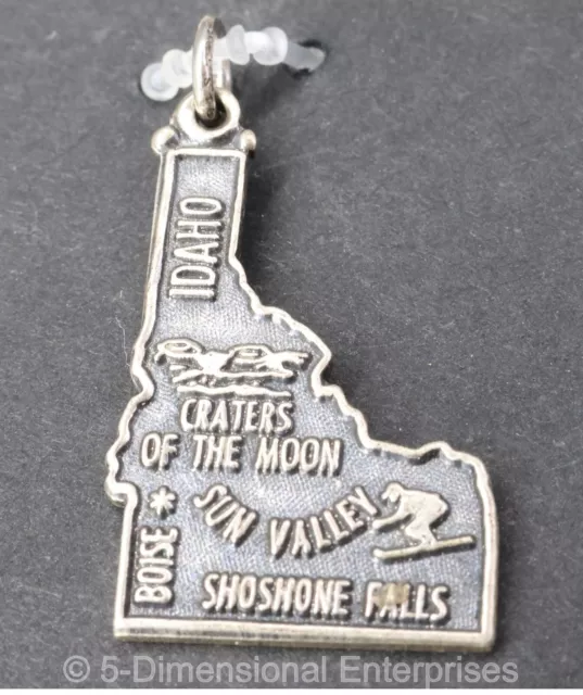 Vintage STERLING SILVER IDAHO State Map Necklace / Bracelet CHARM USA