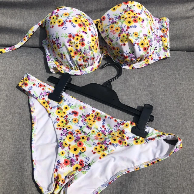 Next Size 36Dd Top & 14 Bottoms Ditsy Print Bandeau Strapless Bikini Next Size 36Dd Top & 14 Bottoms Ditsy Print Bandeau Strapless Bikini