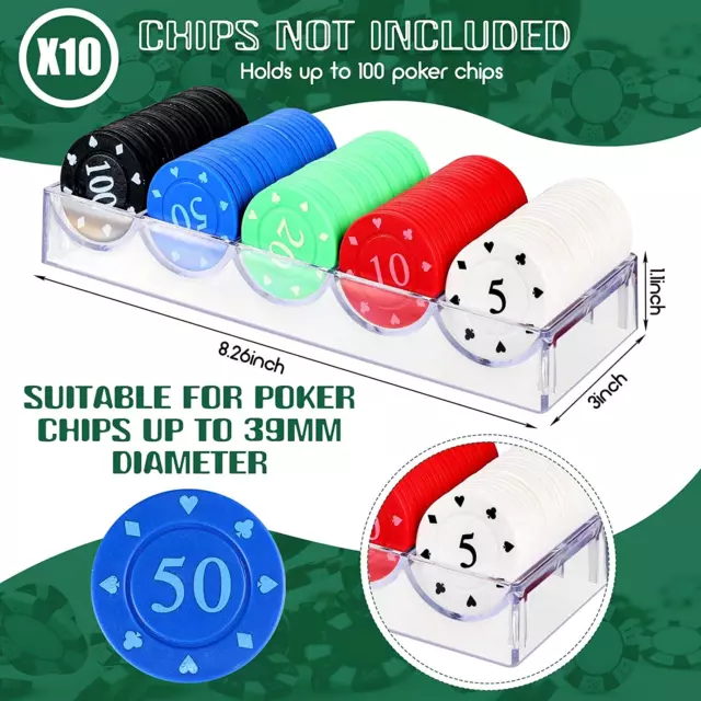 10 Pieces Poker Chip Trays Acrylic Poker Chip Rack Poker Chip Holder Poker Chip 2