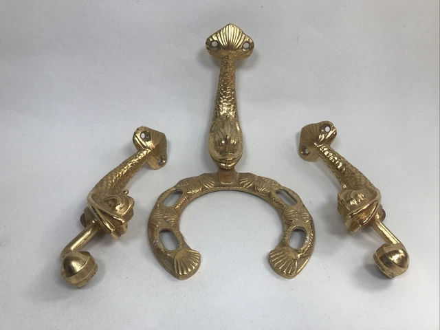 Vintage Koi Lan Bar Toothbrush Holder Roll Holder Gold Plated Dolphin Range 60s