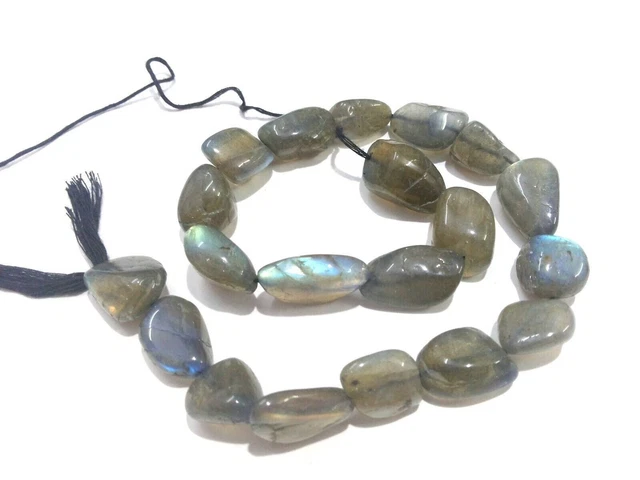 Labradorite 11x15-15x21mm Nugget Smooth Tumble Gemstone Beads 1 Strand 14"Inch