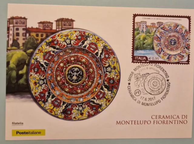 Cartolina Filatelica Nuova Italia 2017. Ceramica di Montelupo Fiorentino.