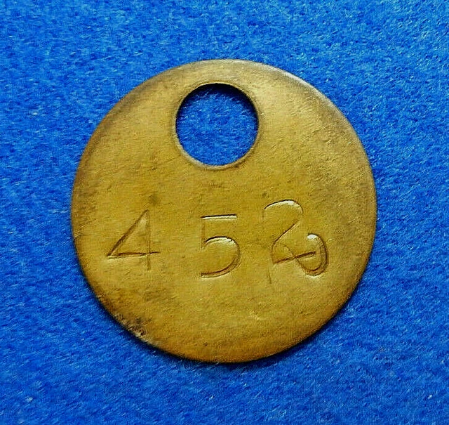 ERROR Brass Coal Mine Miner Mining Tag Vintage Antique #452, Extra Punched 2 💎