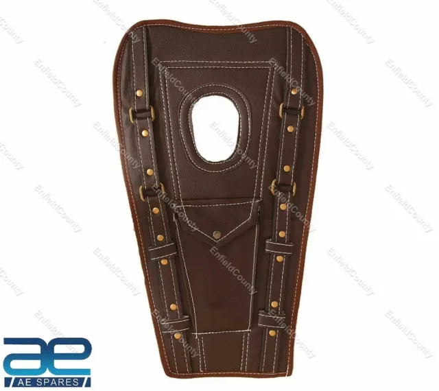 Tank Cover Faux Leather Brown For Royal Enfield Classic 350 500 Bullet Std @VI 2