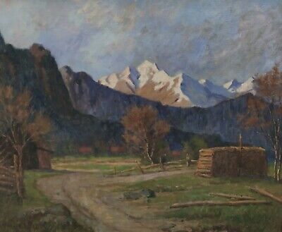 Pintura Firmado Zugspitze Franz Seraph HAINDL 1865-1931