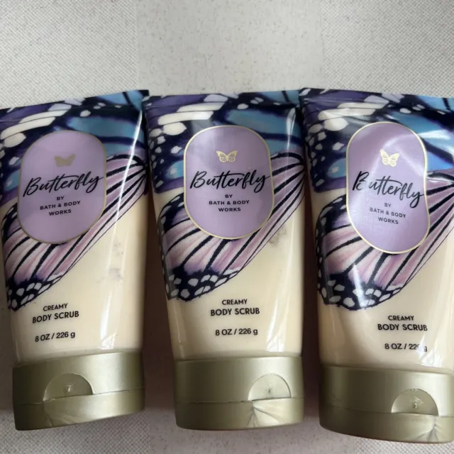 Bath Body Works BUTTERFLY CREAMY BODY SCRUB X3 Three 8 Oz Bottles Full Size New!