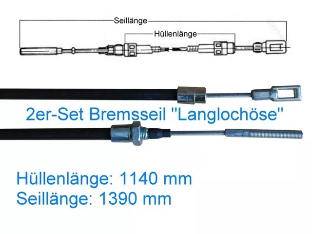 2er Set Bremsseil Anhänger - Glocke 22mm - HL 1030 mm - für Knott