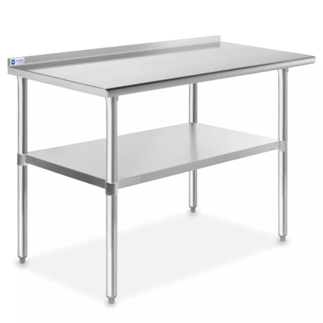 Stainless Steel 48" x 24" NSF Kitchen Restaurant Work Prep Table with Backsplash