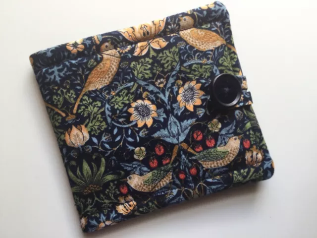 Needle case Sewing William Morris Strawberry Thief Felt pages Button/loop close