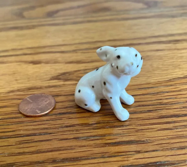 Bone China dalmatian dog puppy sitting miniature figurine Japan vintage