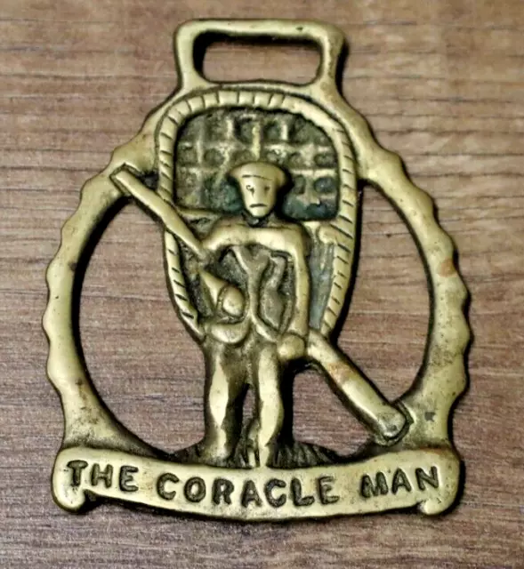 Vintage The Coracle Man Horse Brass Horse Harness Decoration Medallion.